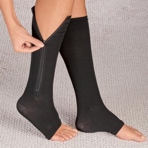 FlexZip – Stretch Socks with Zipper - Beige - XL
