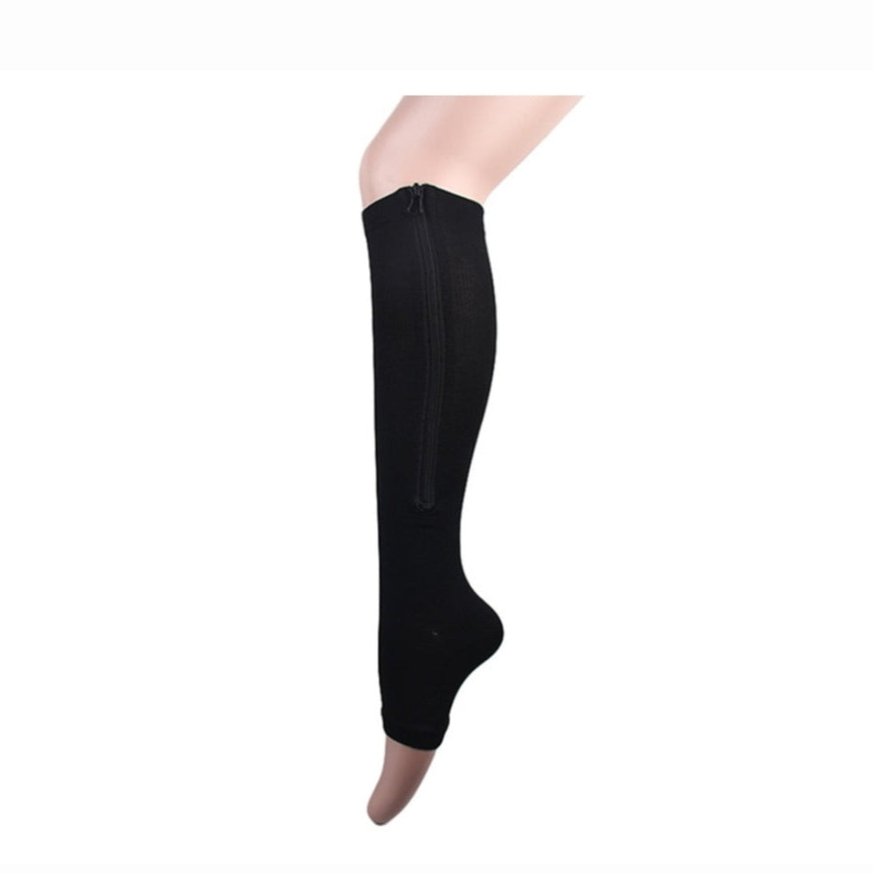 FlexZip – Stretch Socks with Zipper - Black - L