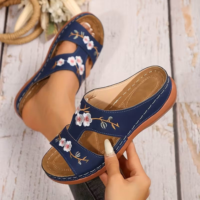 Flower – Women's Comfort Sandals - Black - 43