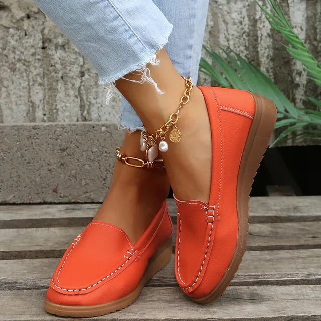 Elegant – Comfort Loafers - Orange - 41