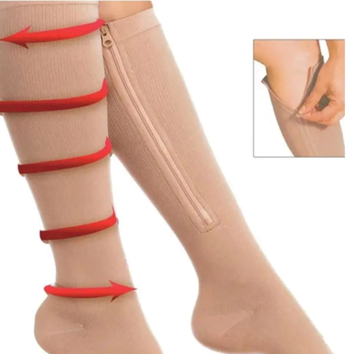 FlexZip – Stretch Socks with Zipper - Black - S