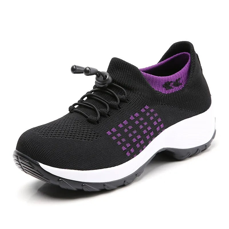 Run Comfort – Women's Comfort Sneakers - Black/Purple - 35