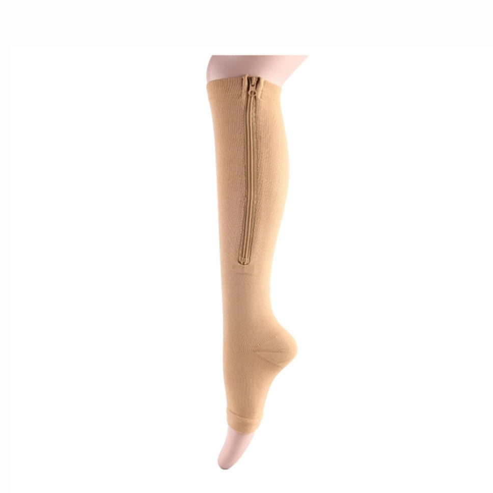 FlexZip – Stretch Socks with Zipper - Beige - S