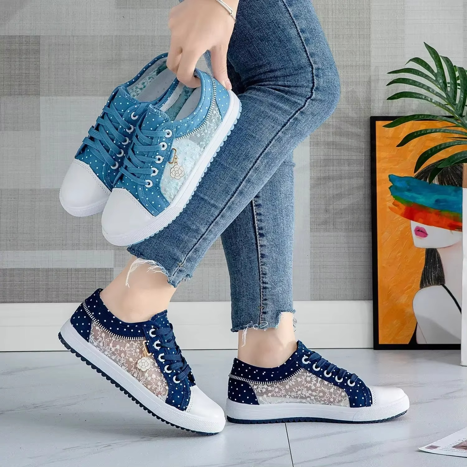 Floratta – Comfort Sneakers - Blue - 39