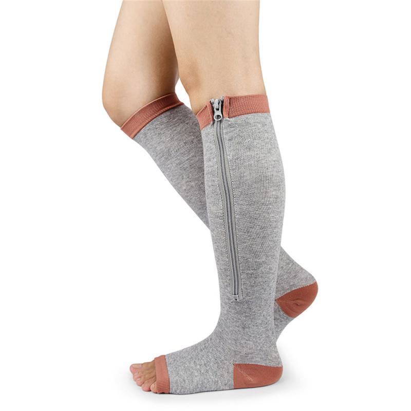 FlexZip – Stretch Socks with Zipper - Beige - 2XL